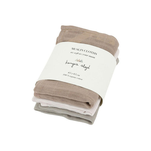 Konges Sløjd Organic Muslin Cloths 3-Pack Rose Dust