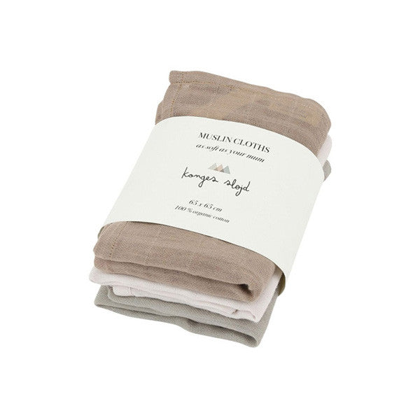 Konges Sløjd Organic Muslin Cloths 3-Pack Rose Dust – elenfhant-test